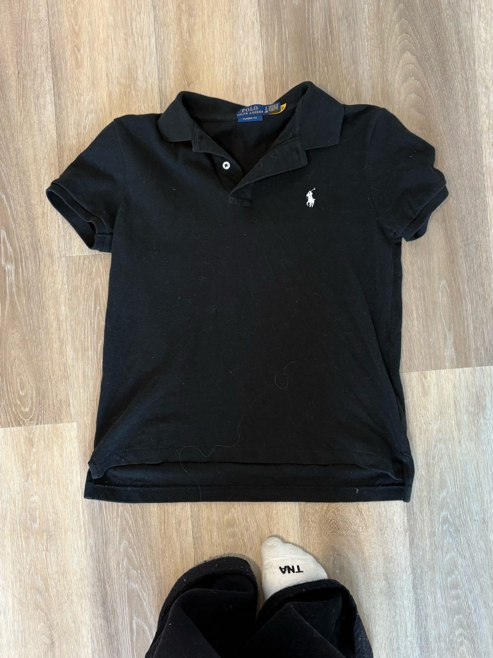 Ralph Lauren Black Short Sleeve Polo with White Pony Logo